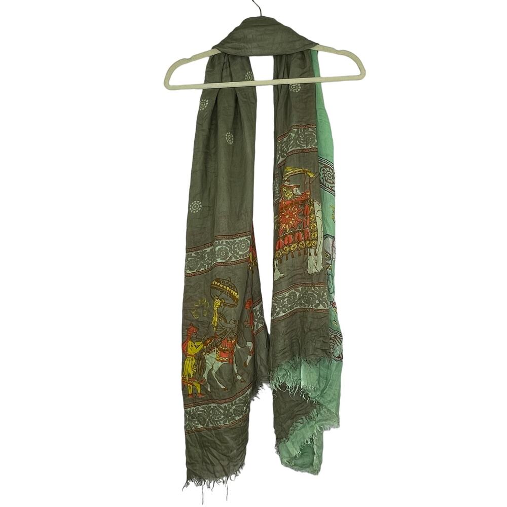 Witty (2) Scarf Shawl Made in India traditional mural art print 100% Viscose